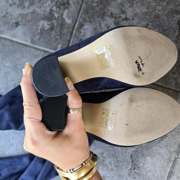 ALDO Over The Knee Thigh High Boots Blue Suede Block Heels Size 6 - Picture 5 of 7